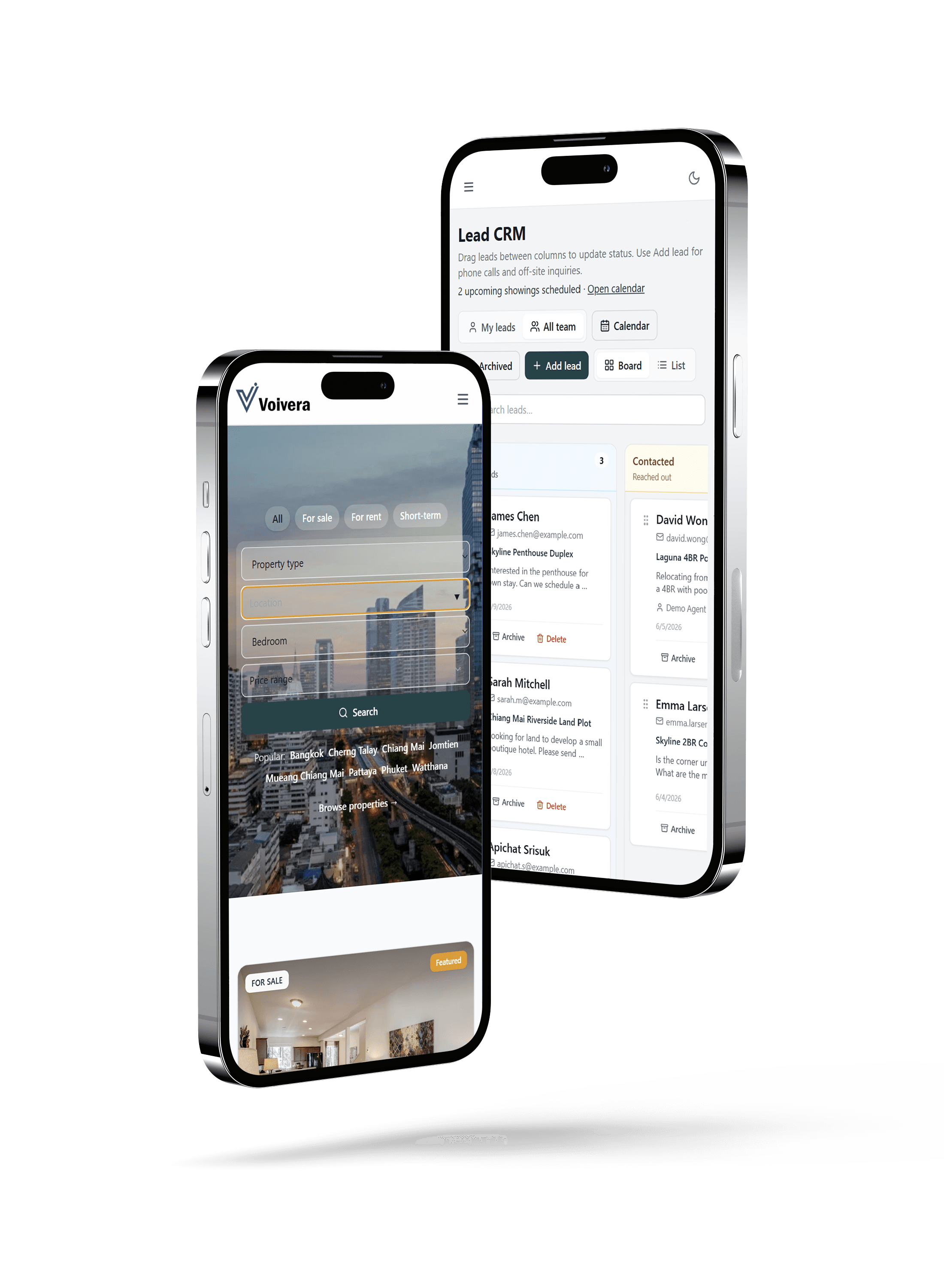 Voivera mobile app for real estate agents
